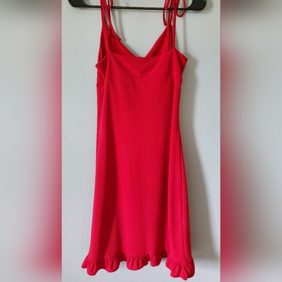 Express Red Ruffle Hum Dress - Picture 3 of 4